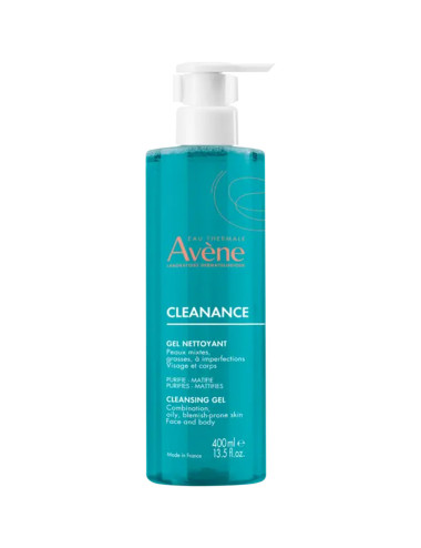 Avéne Cleanance Gel Detergente 400ml - Purificante e Opacizzante per Pelle Grassa - Deterge e Controlla l'Eccesso di Sebo