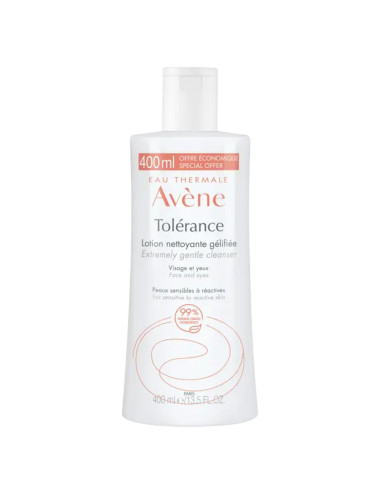 Avene Tolerance Lozione Detergente in Gel, Detergente Naturale 99%, Struccante Viso e Occhi Senza Risciacquo, 400ml