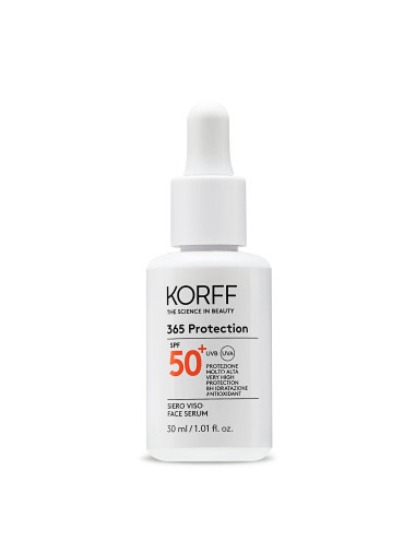 Korff 365 Protection Siero Viso SPF50 - Protezione Solare, Idratante, Anti-Ossidante con Texture Leggera