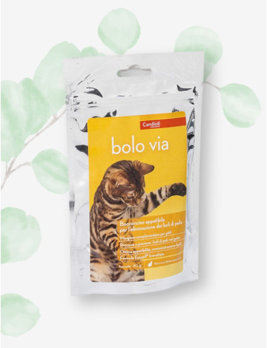 BOLO VIA Bocconcini appetibili per l'eliminazione di boli di pelo, 20 bocconcini