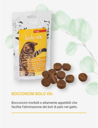 BOLO VIA Bocconcini appetibili per l'eliminazione di boli di pelo, 20 bocconcini